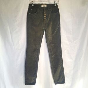 We The Free Green Corduroy Mid Rise Buttonfly Oants Women's Size 25
